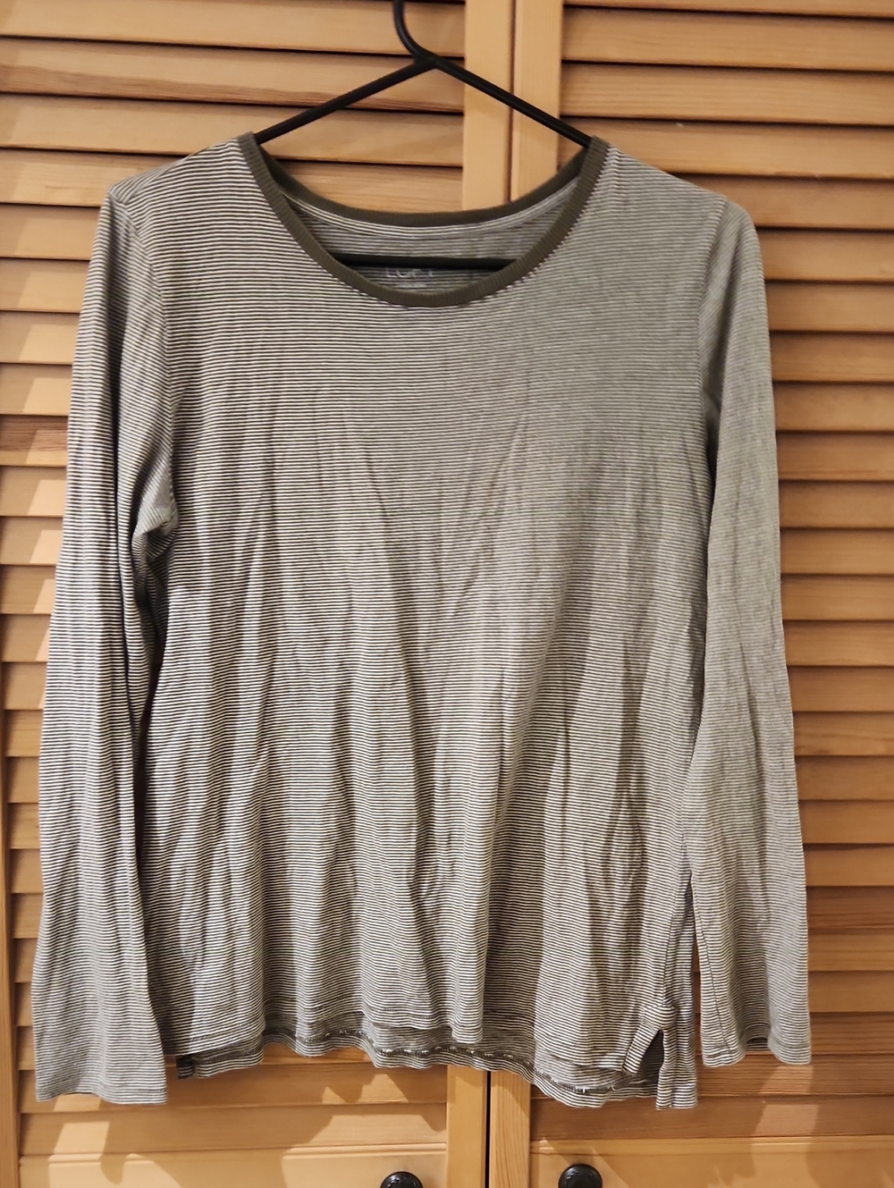 Loft Long Sleeve Shirt Womens Medium Brown Stripes Ringer